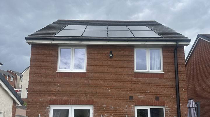 Completed new-build home at Highfields with solar panels installed