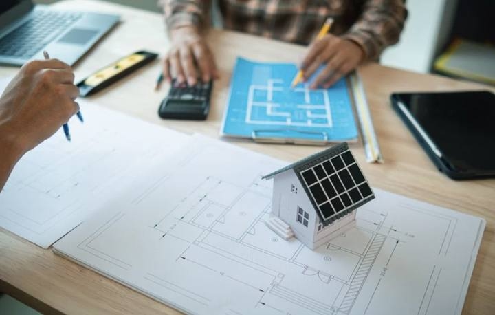 Solar system design over architectural drawings